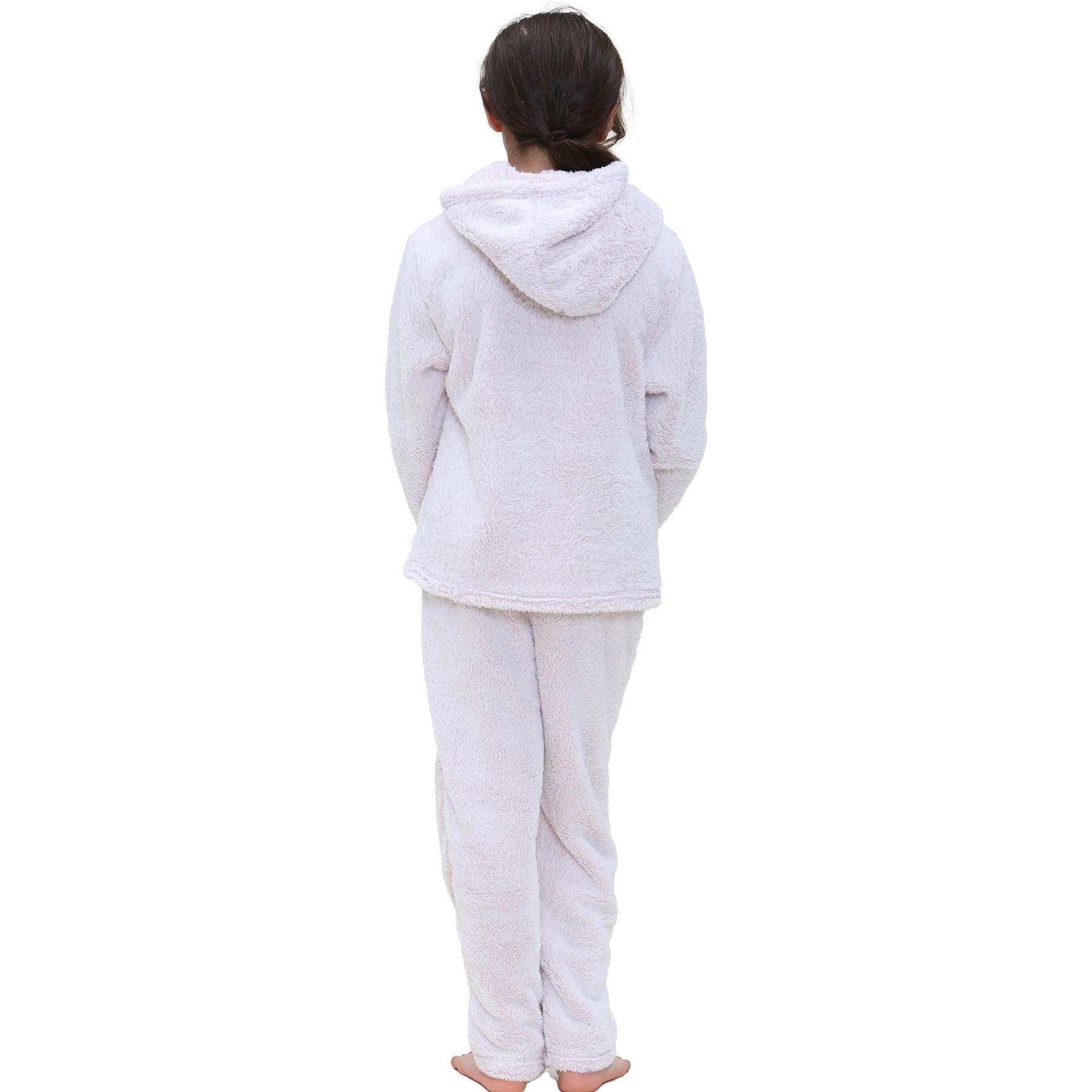 Kids Boys Girls Plain Pyjama Extra Soft Loungewear Flannel Fleece PJS Outfit Set