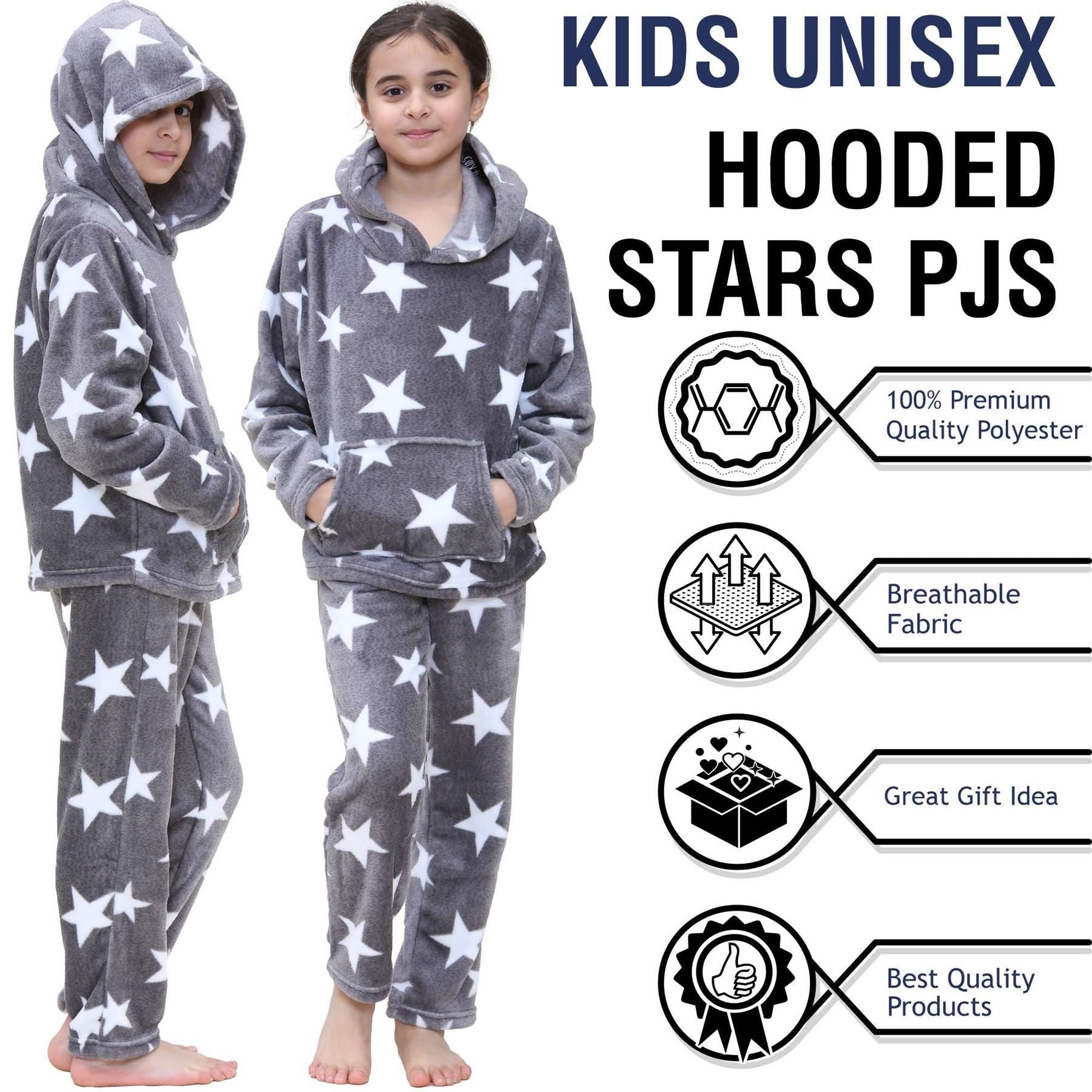 Kids Girls Stars Print Pyjama Extra Soft Loungewear Flannel Fleece PJS Set