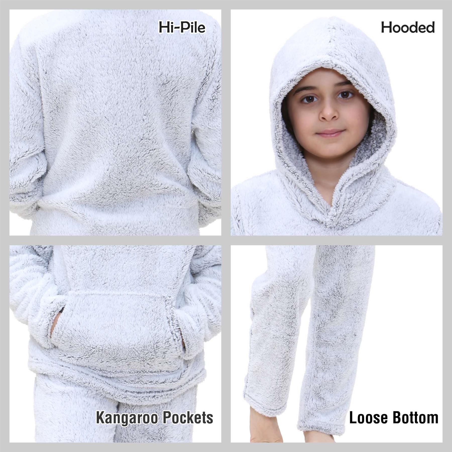 Kids Boys Girls Plain Pyjama Extra Soft Loungewear Flannel Fleece PJS Outfit Set