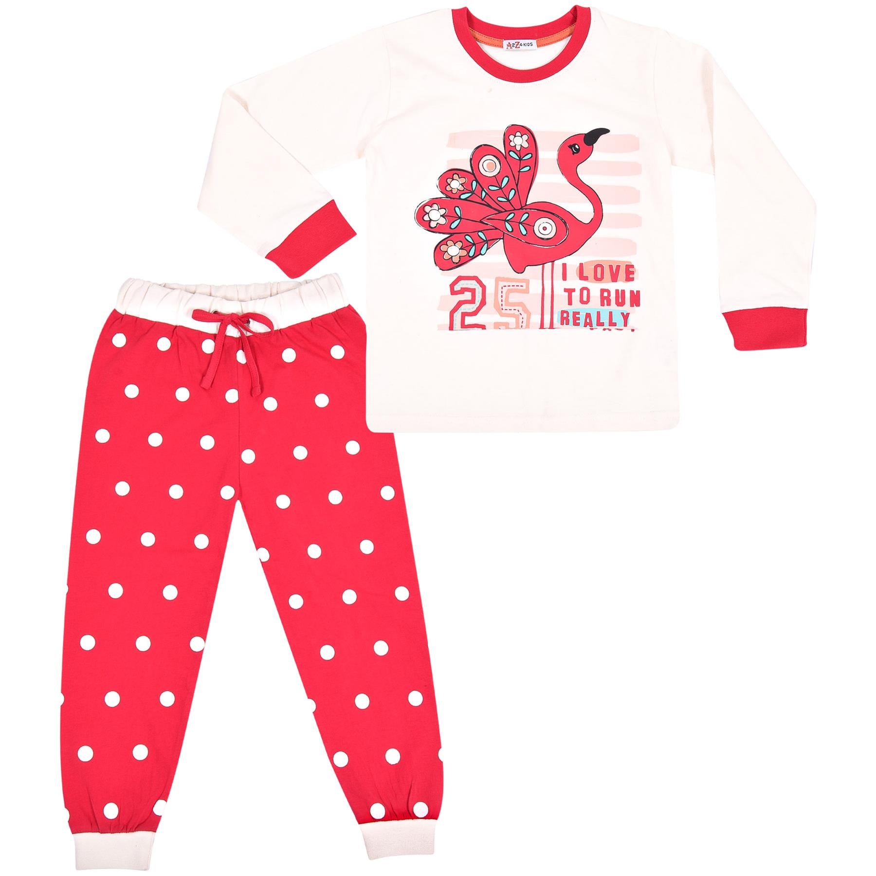 Kids Girls Flamingo Print Pyjamas Children PJs 2 Piece Cotton Set Nightwear 2-13