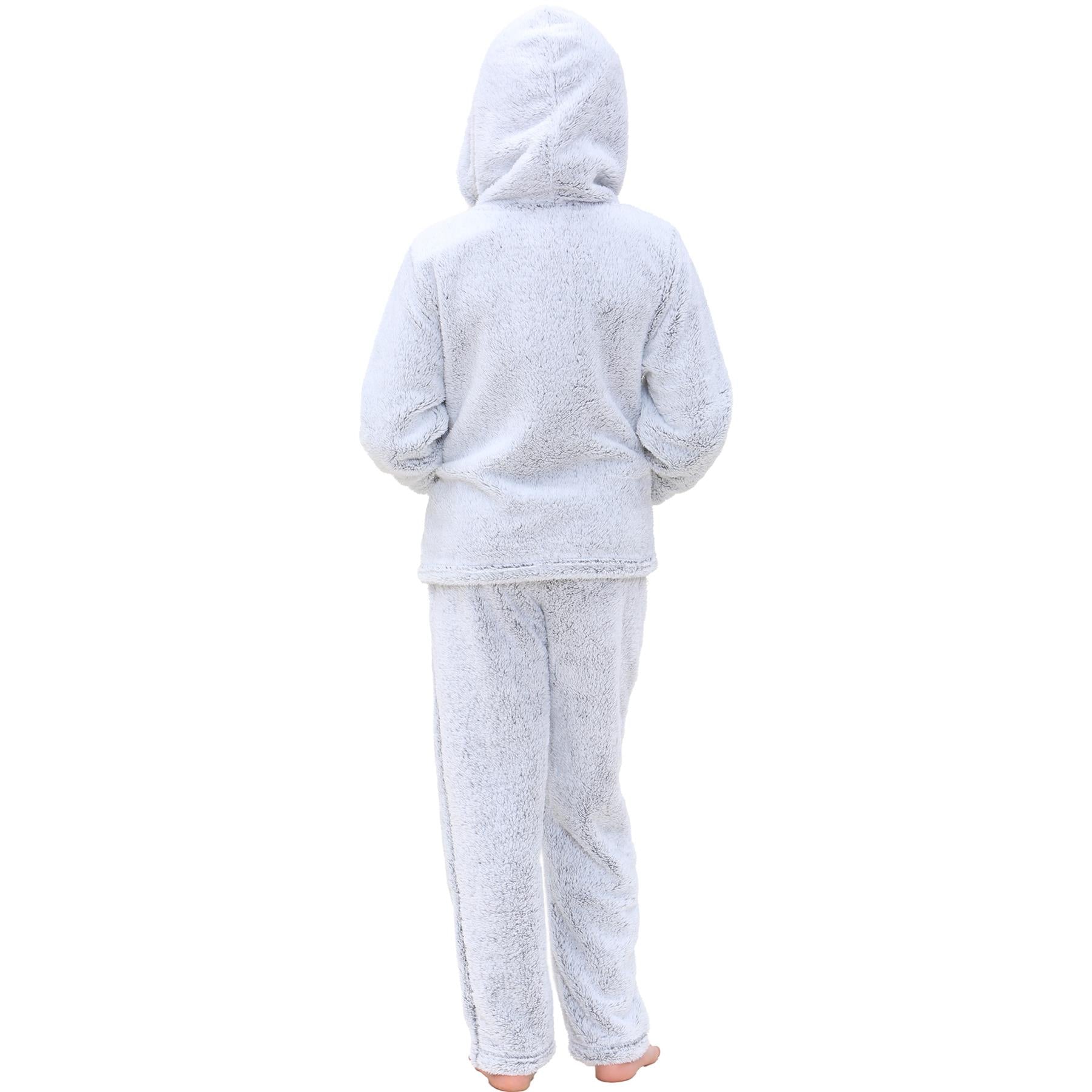 Kids Boys Girls Plain Pyjama Extra Soft Loungewear Flannel Fleece PJS Outfit Set