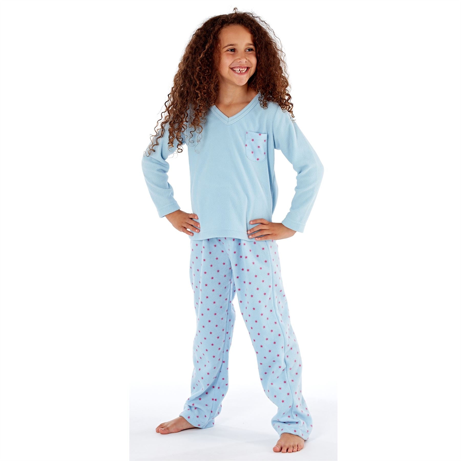 Girls Kids Fleece Pyjamas Check/Hearts Pyjama Set Childs PJs Age 9-13 Years