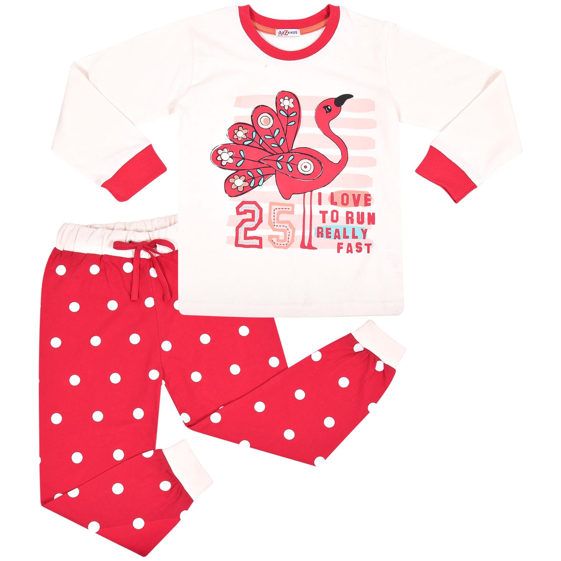Kids Girls Flamingo Print Pyjamas Children PJs 2 Piece Cotton Set Nightwear 2-13