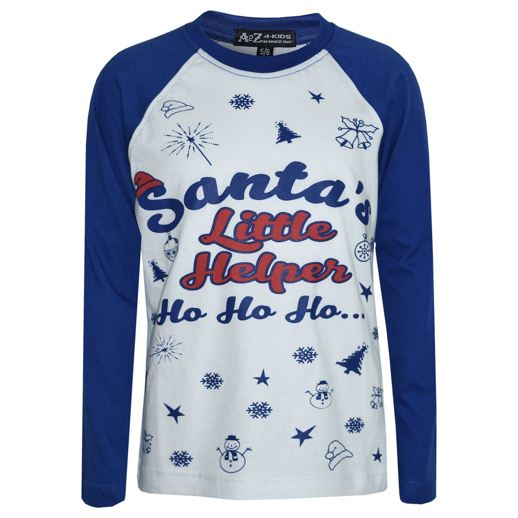 Kids Girls Boys PJs Santas Little Helper Stylish Color Cotrast Pajamas Set 5-13