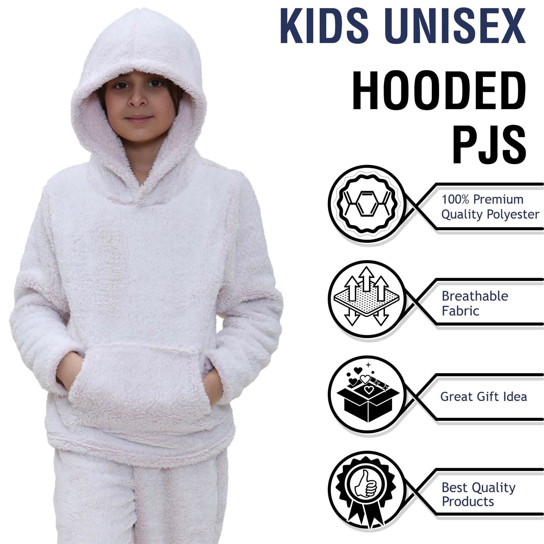 Kids Boys Girls Plain Pyjama Extra Soft Loungewear Flannel Fleece PJS Outfit Set