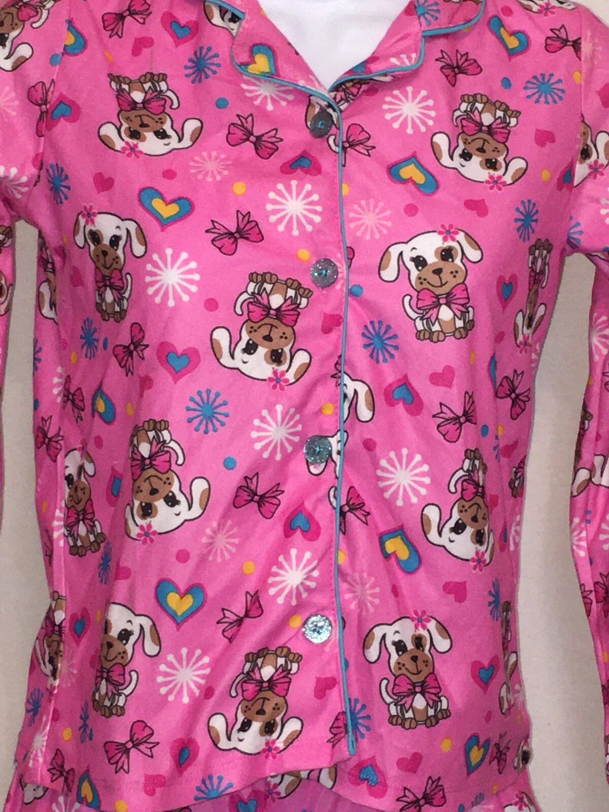 2 PIECE PAJAMA SET GIRLS SLEEPWEAR Lg 10-12 Button up top design style options