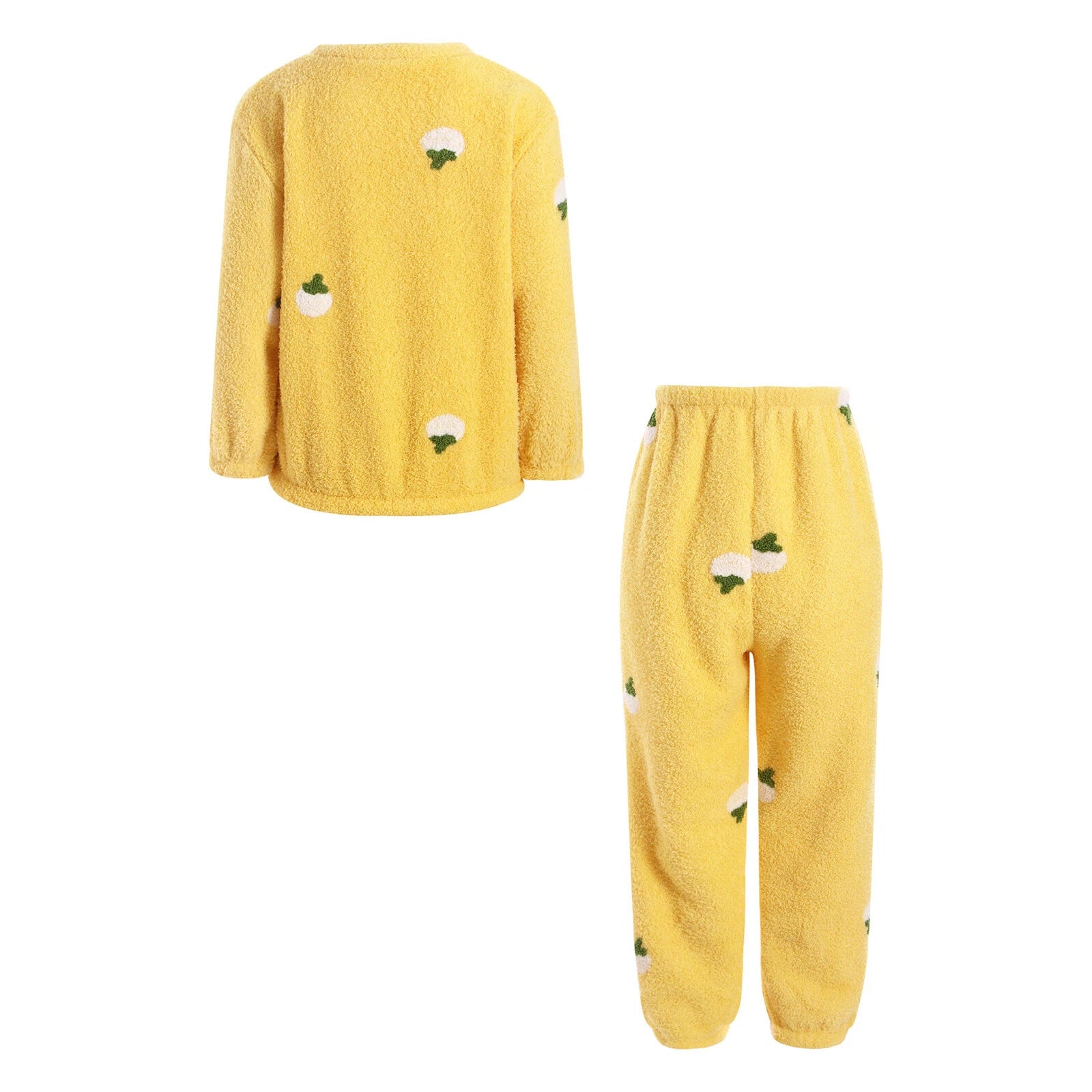 Kids Pyjamas Fleece Nightwear Elastic Waist Pyjama Set Warm 2 Piece-