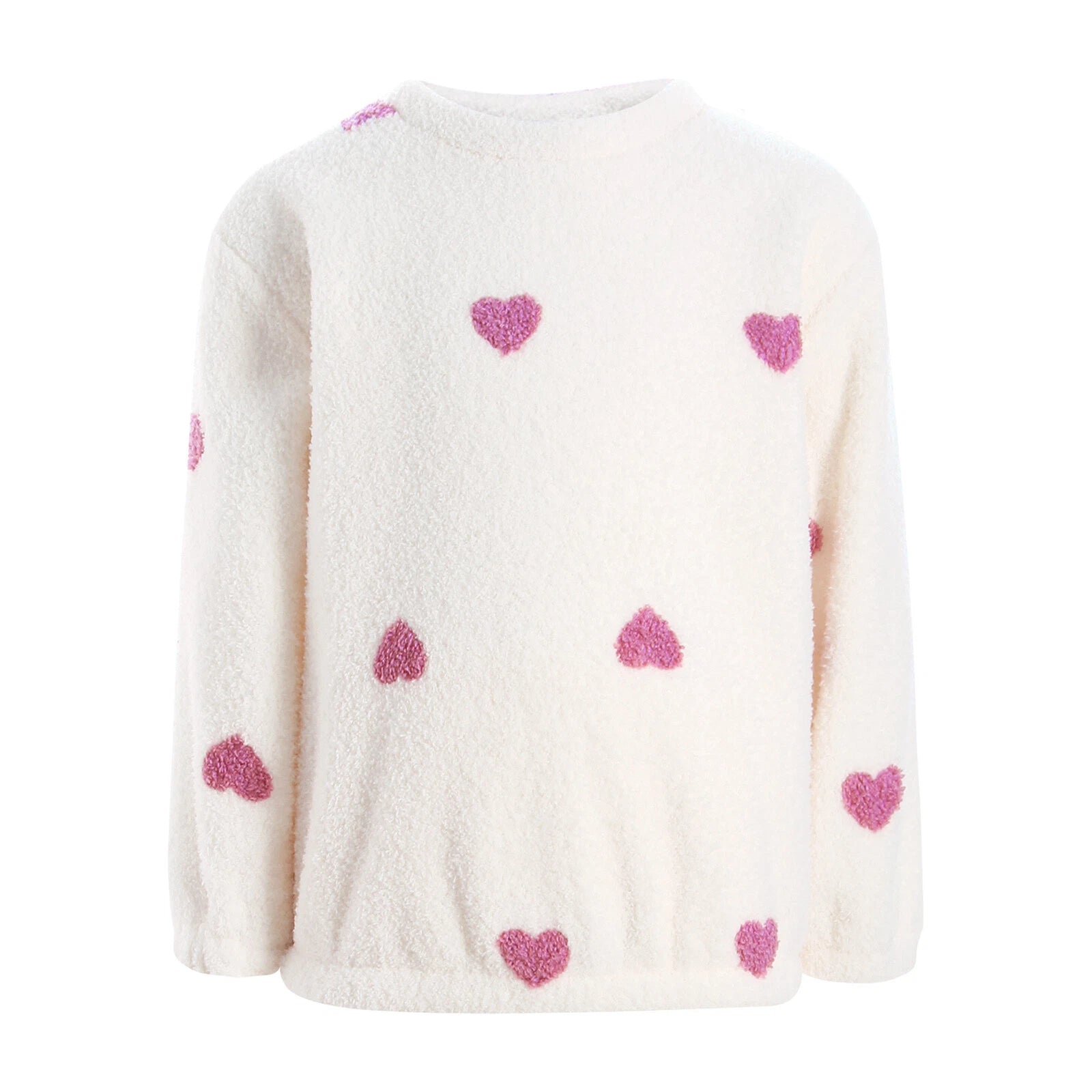 Kids Pyjamas Fleece Nightwear Elastic Waist Pyjama Set Warm 2 Piece-