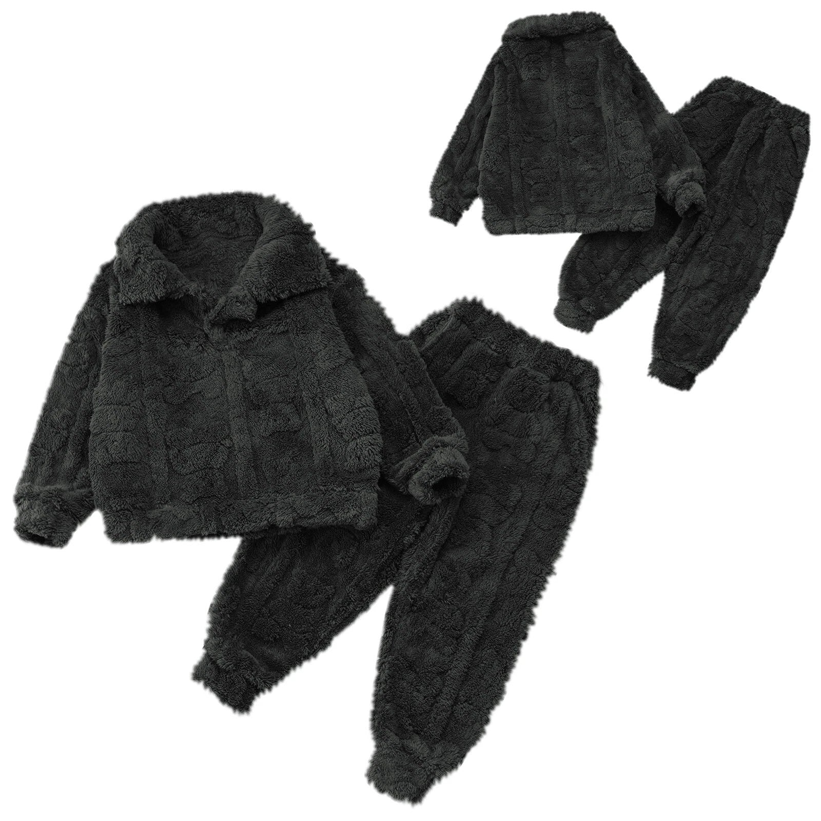 Kids Sleepwear Thicken Set Warm Pajamas Sleeping Sleepsuit Fleece 2pcs Casual