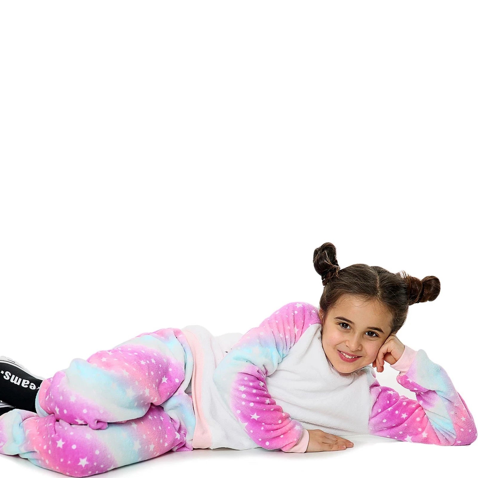 Kids Pink Galaxy Print Pyjamas Costume For Girls Age 5-13 Years