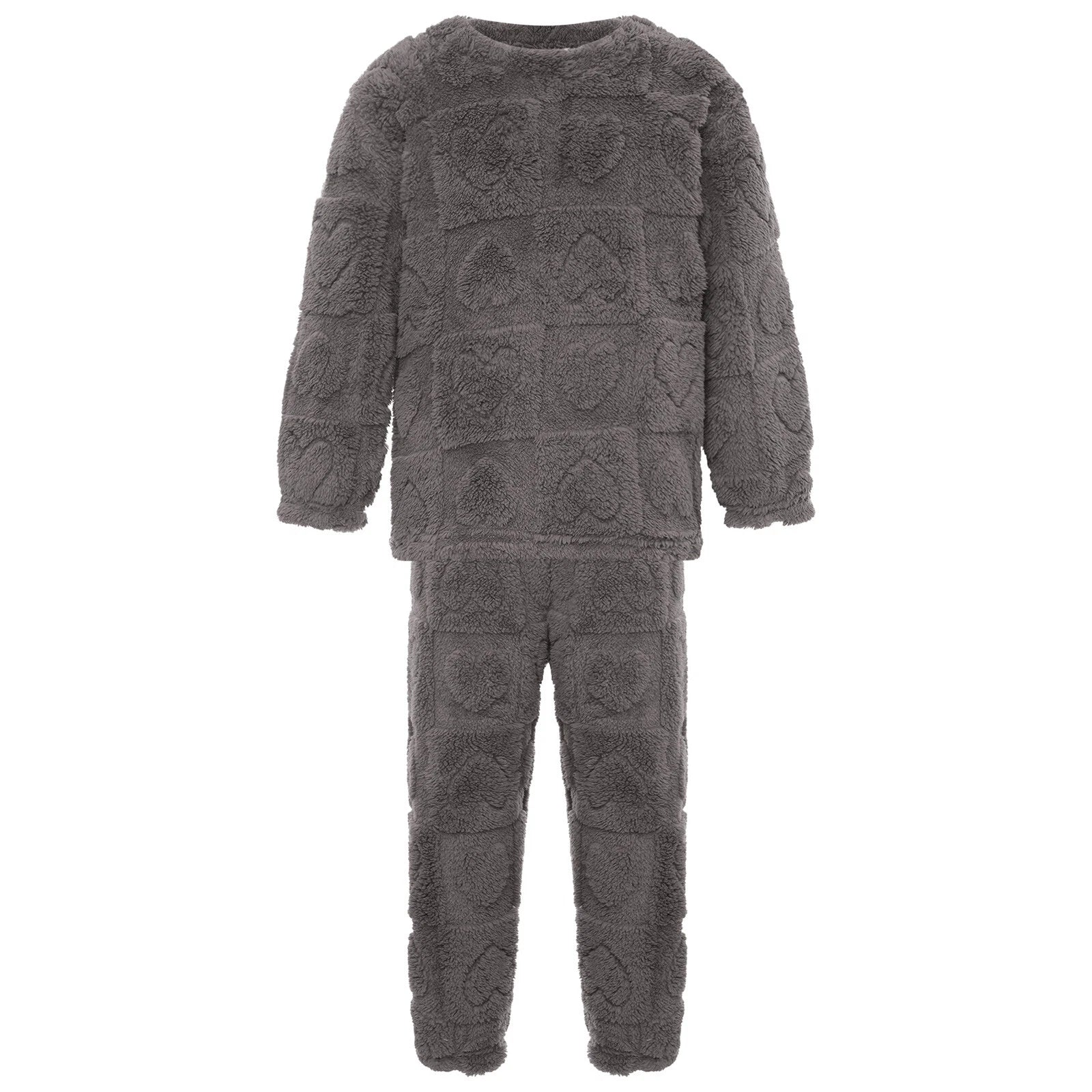 Kids Boys Girls Flannel Suit Unisex Children Pajamas Set Cute Tops With Pants