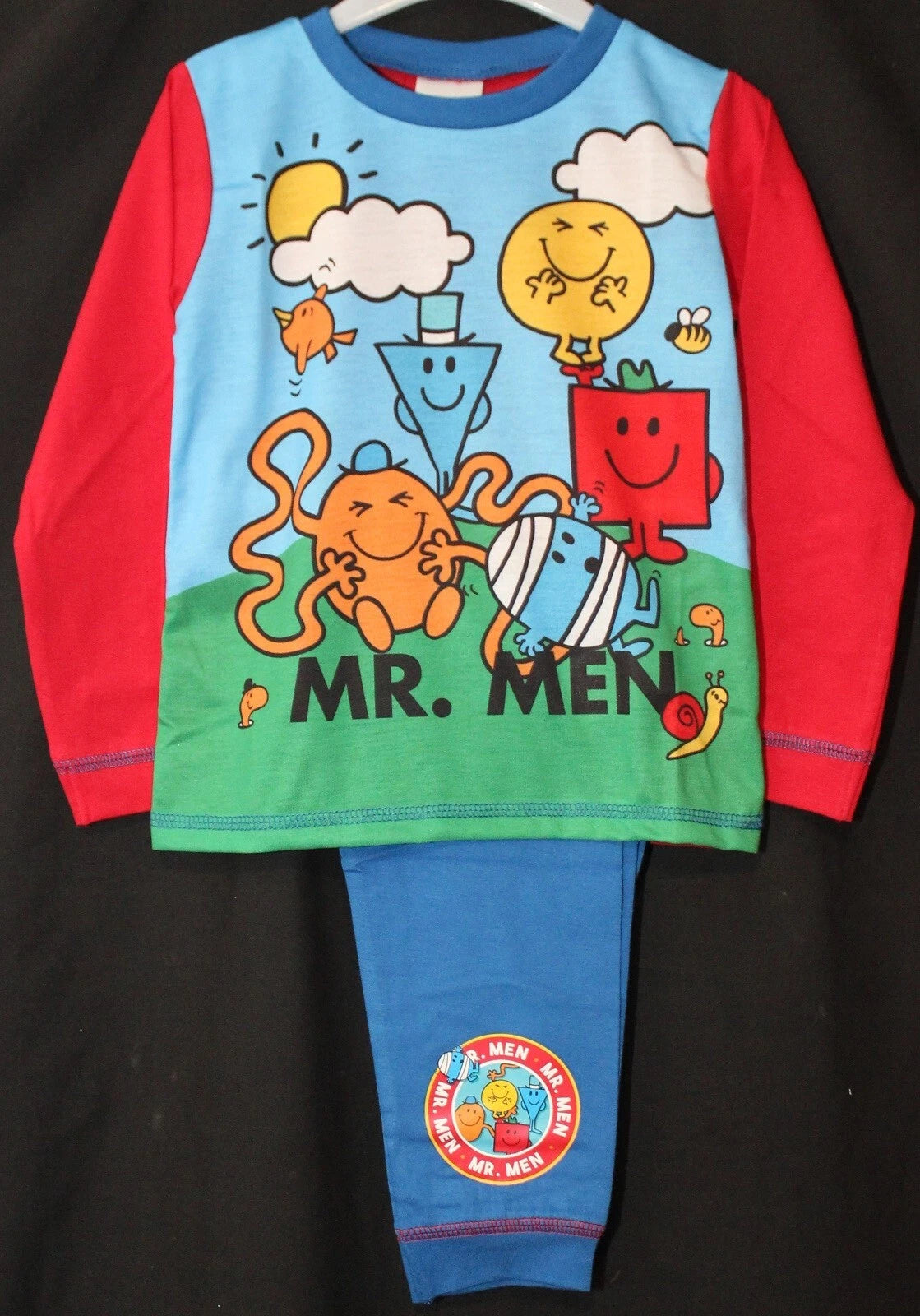 MR MEN Boys Pyjamas/ Red & Blue Long-Sleeved PJs Sizes 18 Months-5 Years