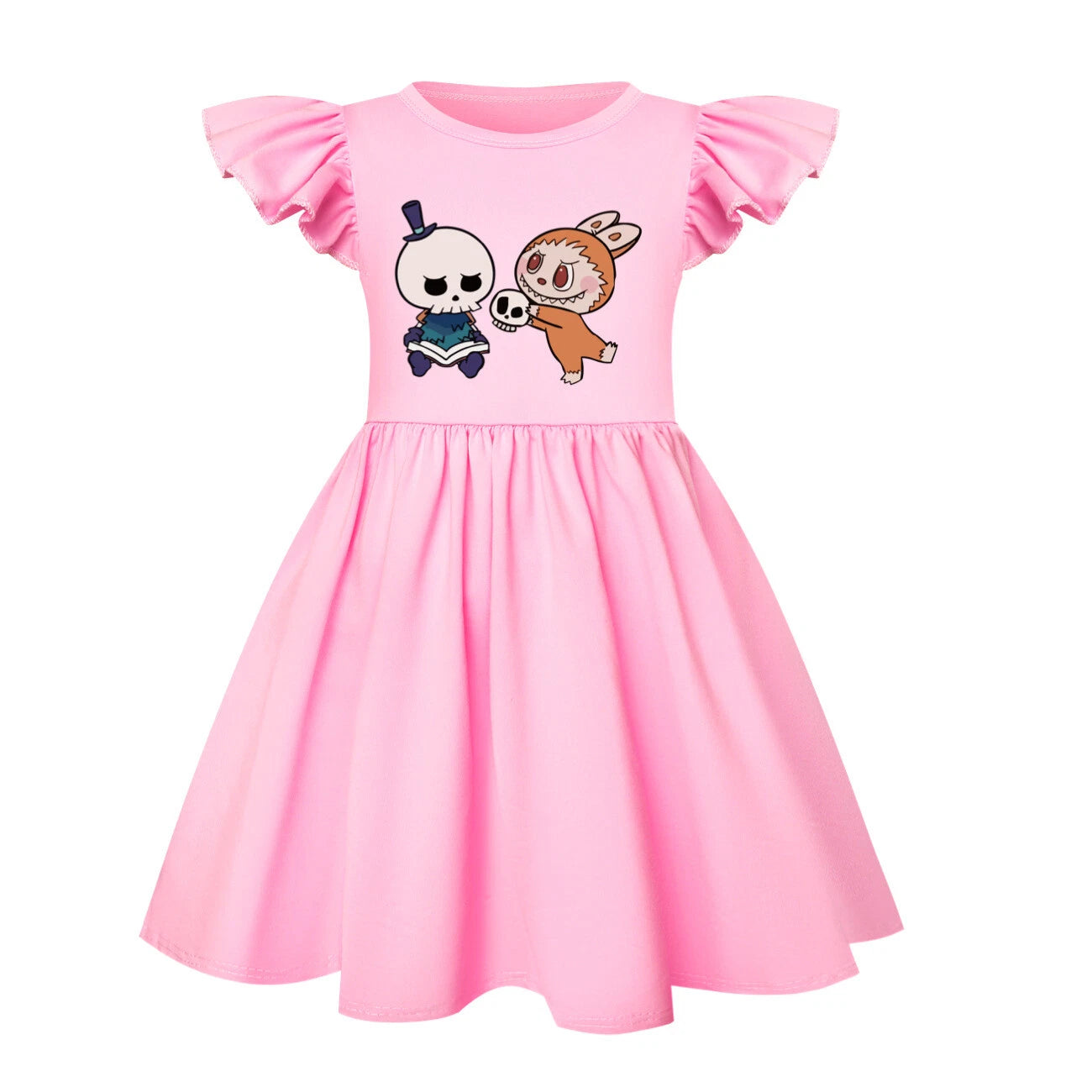 Cartoon Print Girl's Short-Sleeved Pajamas Home Clothes Nightdress Skirt New Hot