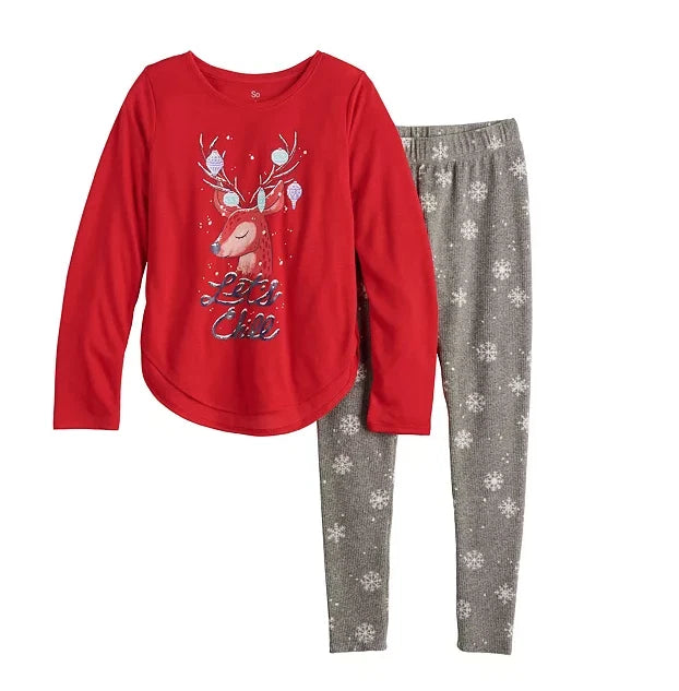 SO Girls (2 Pc) Tunic & Thermal Leggings + Socks PAJAMA SET Sizes  16 or 18  NWT