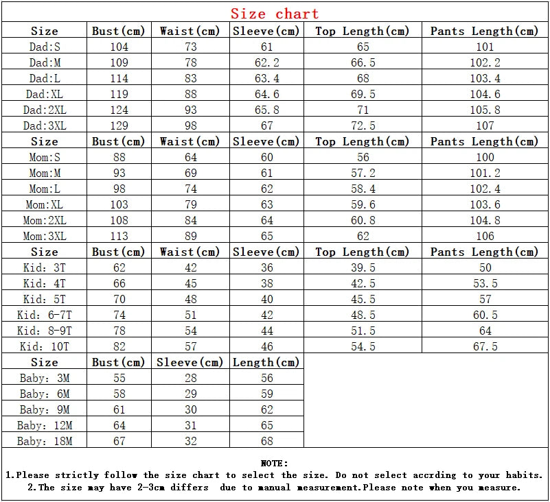 Christmas Family Set Long Sleeve Tops+Pants 2 Pcs Kids Clothes Sets Xmas Gift