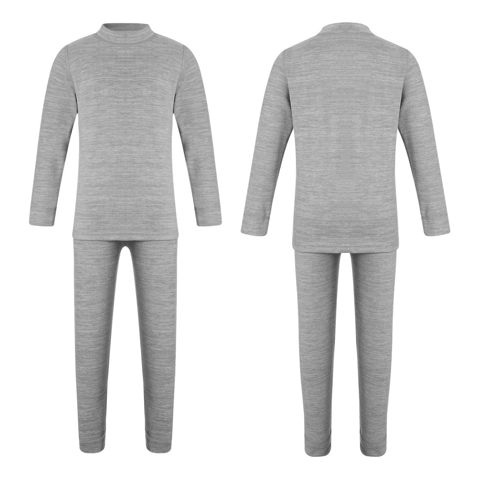 Girls Boys Pajamas Unisex Base Layer Suit Mock Neck Thermal Underwear Set Warm