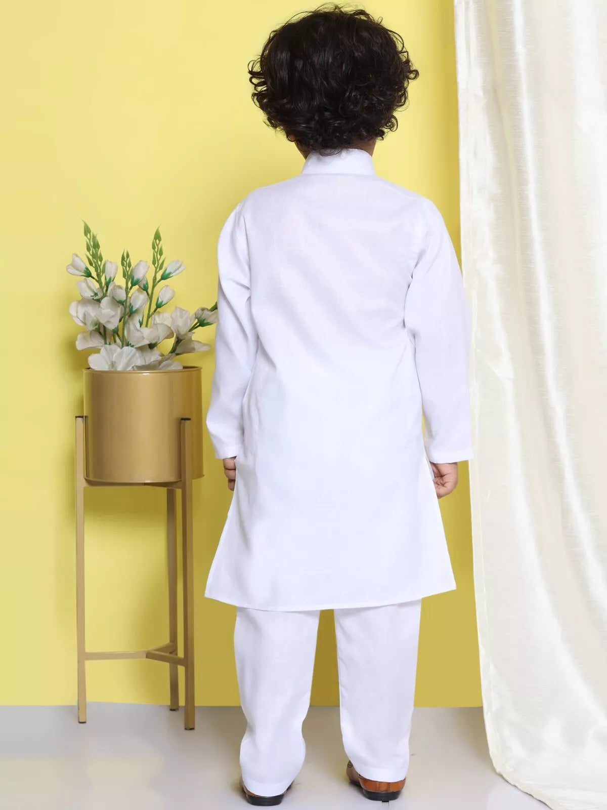 Traditional Wear Kurta Pajama Set Kids Cotton Solid Kurta Pyjama Set For Boys