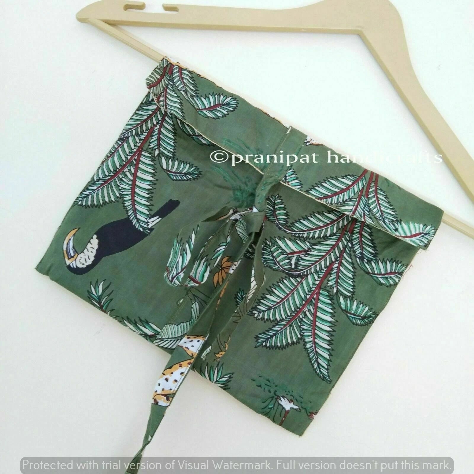 Indian Animal Printed Cotton Green Hippie Women Gypsy Sleepwear Boho Pajama set