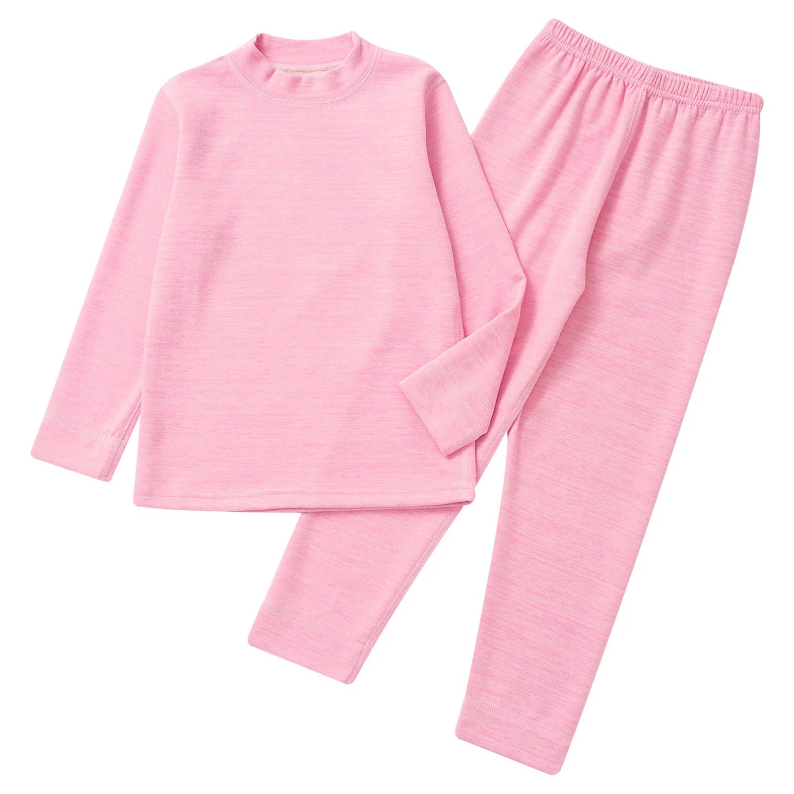 Girls Boys Pajamas Unisex Base Layer Suit Mock Neck Thermal Underwear Set Warm