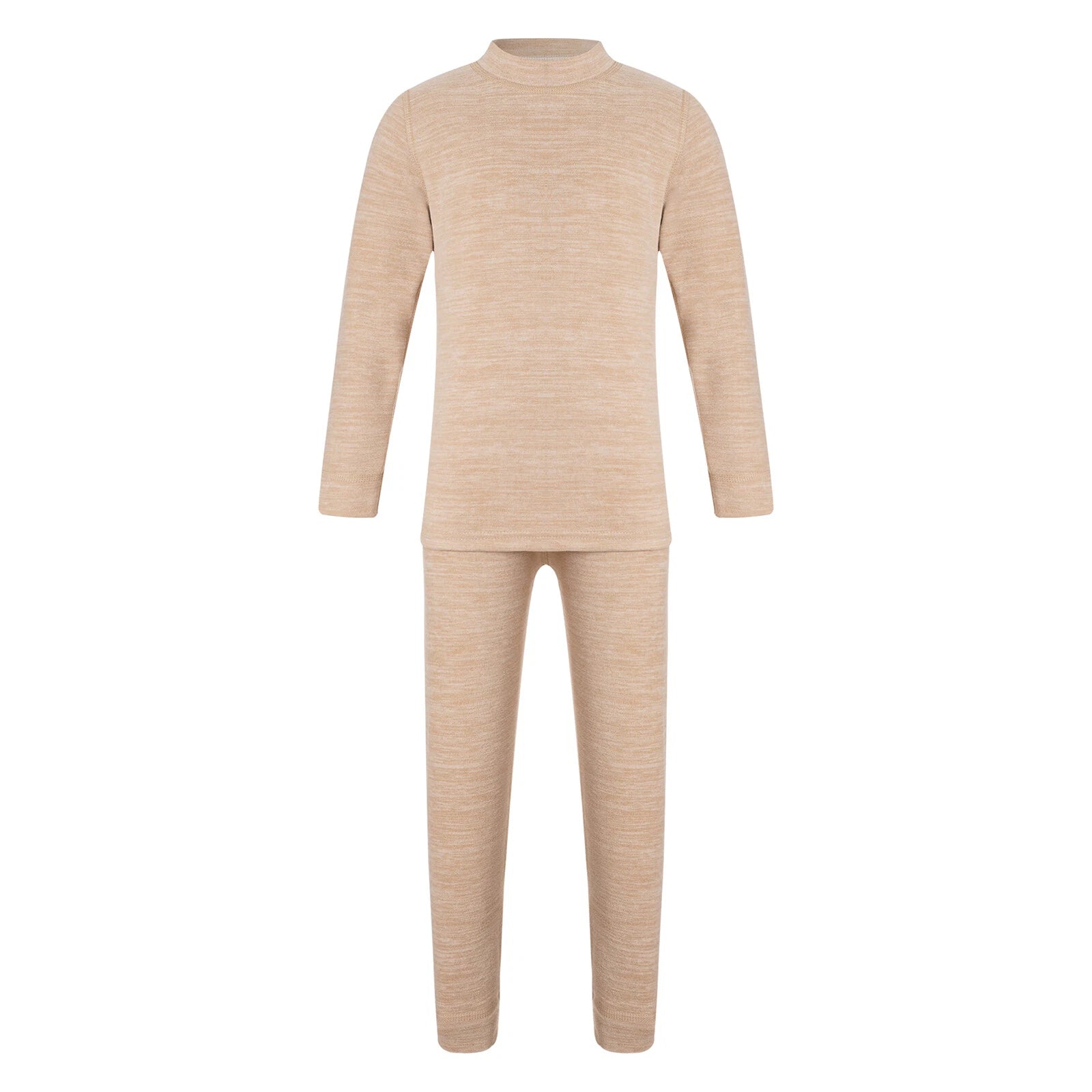 Girls Boys Pajamas Unisex Base Layer Suit Mock Neck Thermal Underwear Set Warm