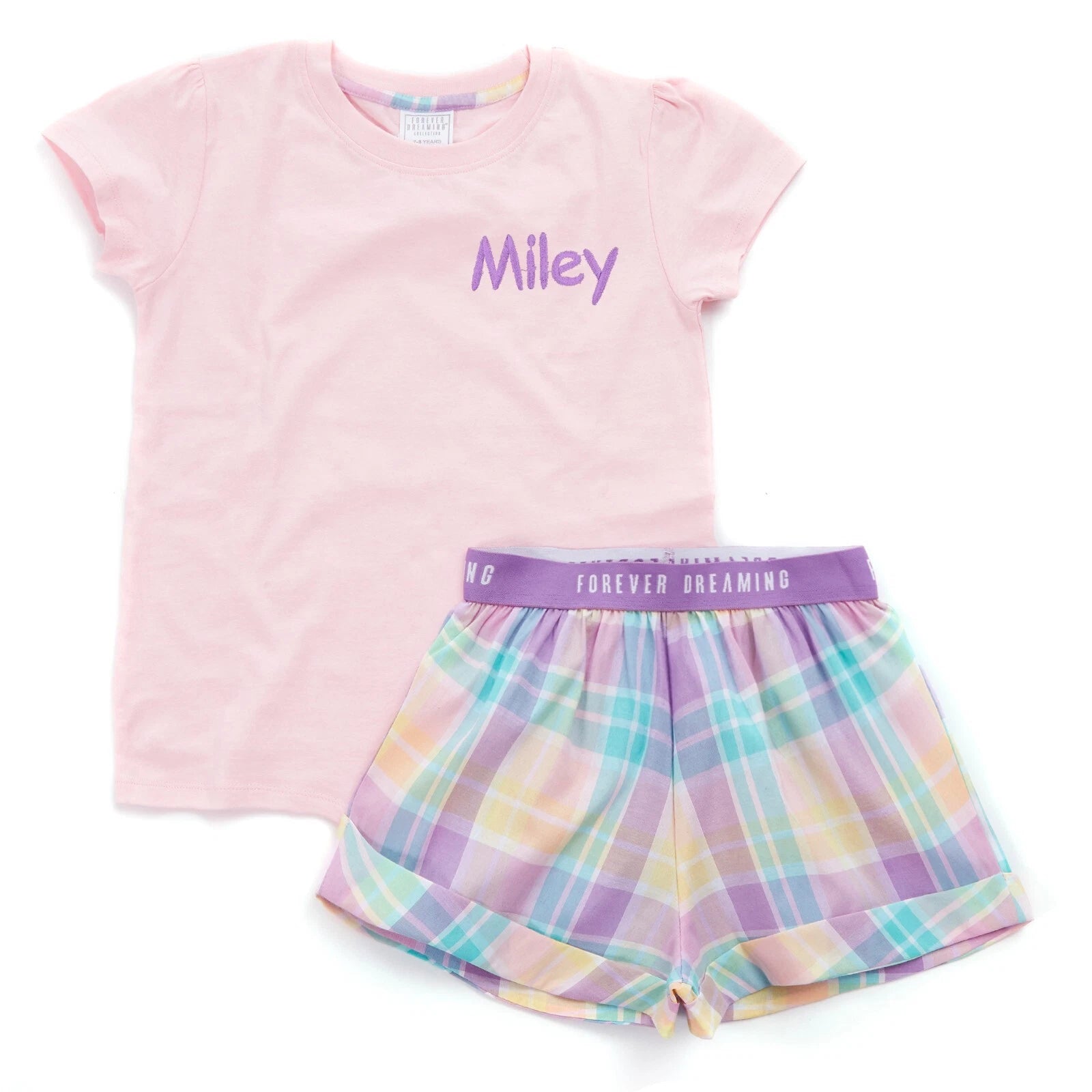 Personalised Short Cotton Pyjamas Kids Summer Shorts Sleeved Pjs Set Nightwear