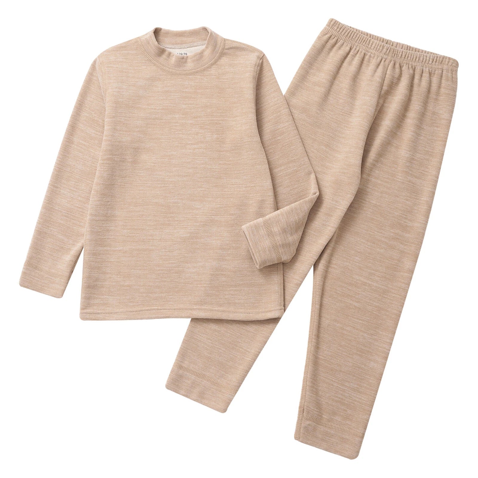 Girls Boys Pajamas Unisex Base Layer Suit Mock Neck Thermal Underwear Set Warm