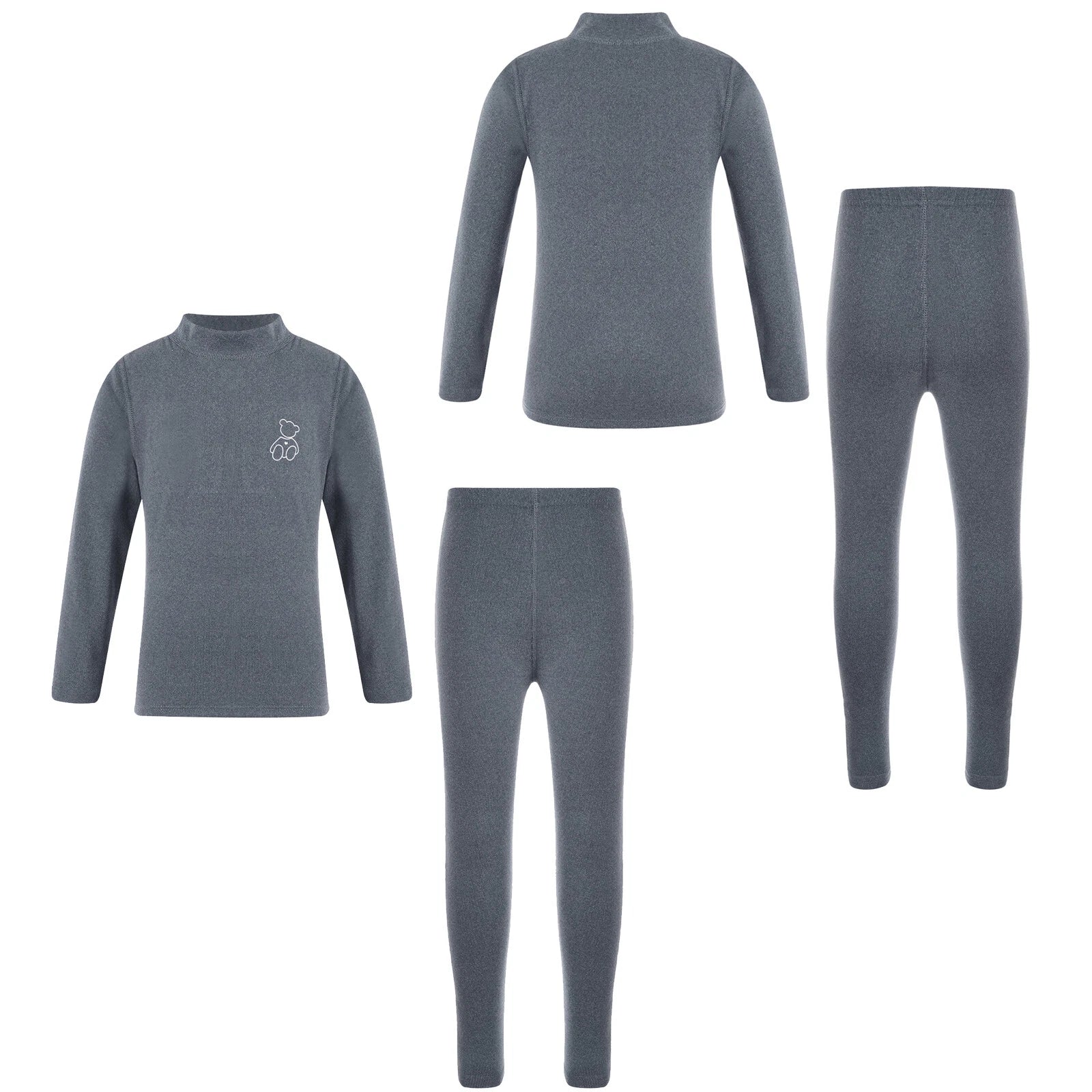 Kids Boys Girls Top Workout Tees Base Sleepwear Pajamas Set Exercise Suit Layer