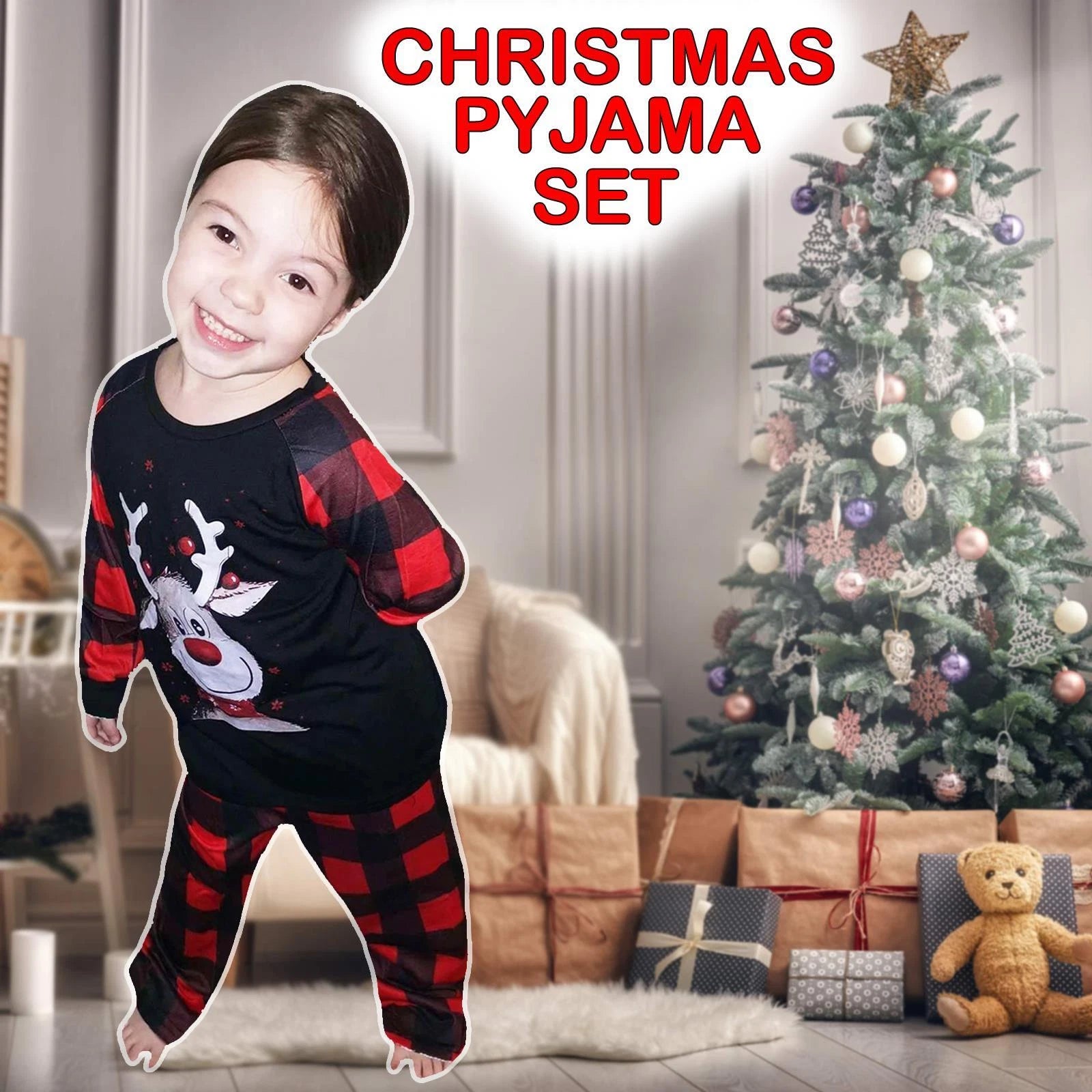Kids Christmas Pyjamas Set Teens Girls Nightwear Boys Pjs Xmas Set Gift