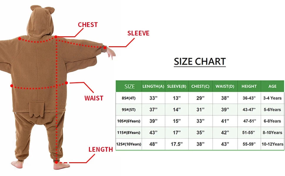 CANASOUR Kids Owl One-piece Pajamas Halloween Christmas Cosplay Costumes