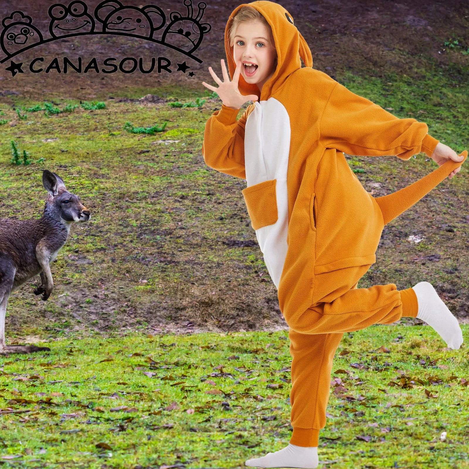 Kids Kangaroo Soft One-piece Pajamas Halloween Christmas Cute Cosplay Costumes
