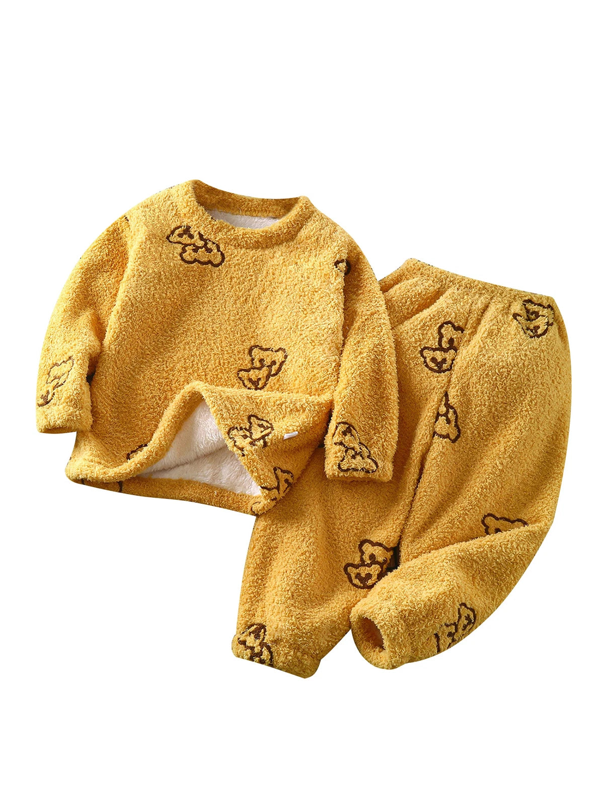 Unisex Kids Sleepwear Girls Set Print Pajamas Pullover Round Neck Cute Suit Top