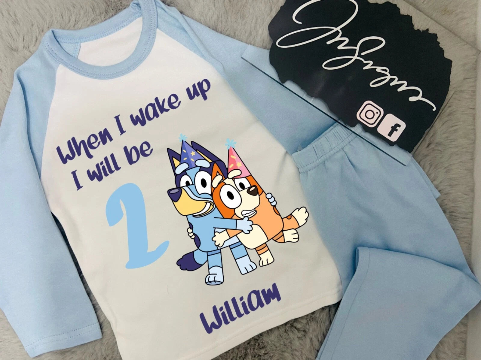 Personalised Bluey When I Wake Up Pyjamas Birthday Children's Birthday Gift