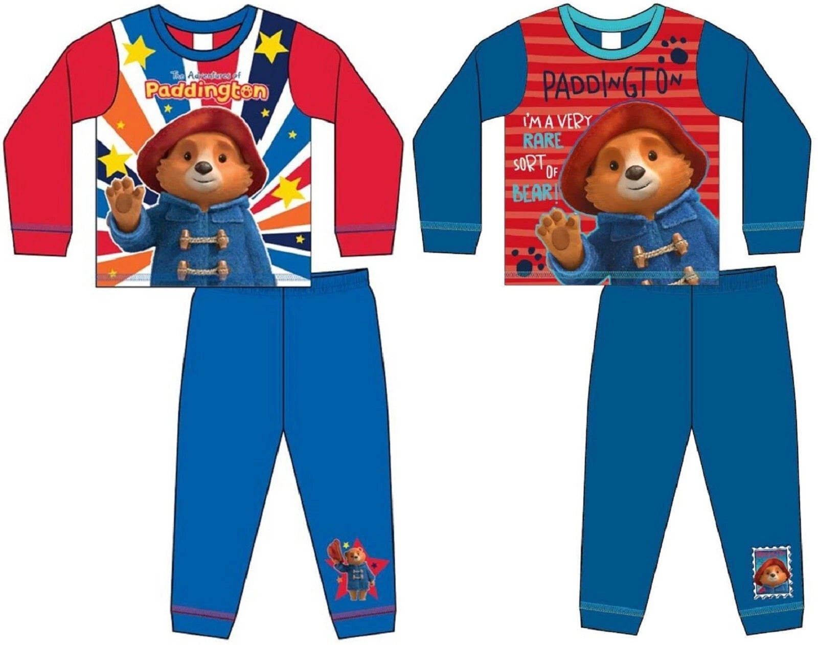 PADDINGTON BEAR Boy's Pyjamas /Blue & Red PADDINGTON PJs Sizes 18 Months-5 Years