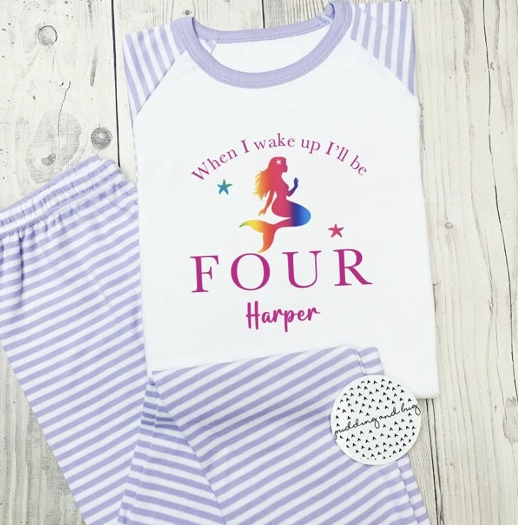 personalised girls mermaid birthday pyjamas when i wake up I Will Be  1-10