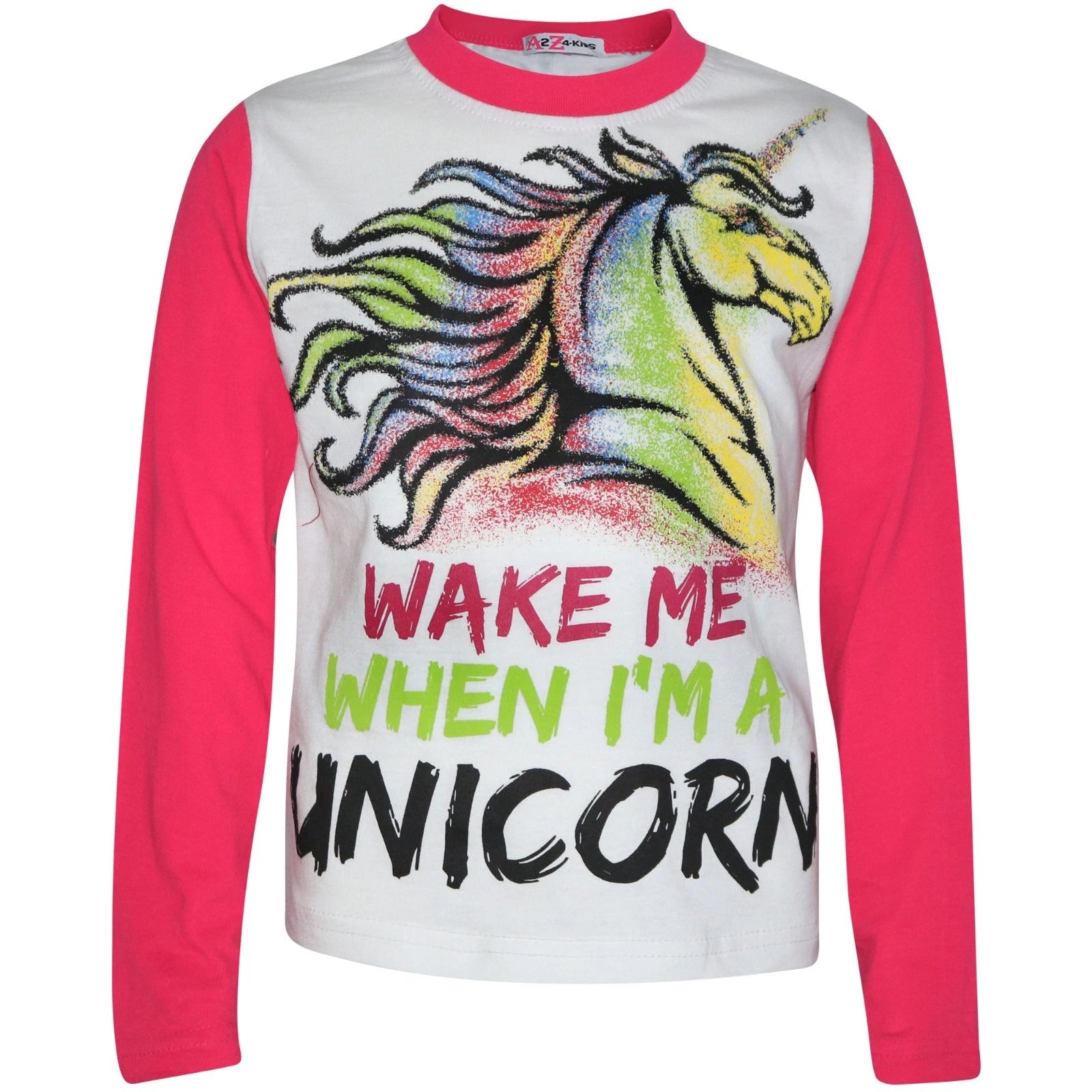 Kids Girls Wake Me When I'M A Unicorn Pyjamas Nightwear Loungewear Pink PJS 5-13
