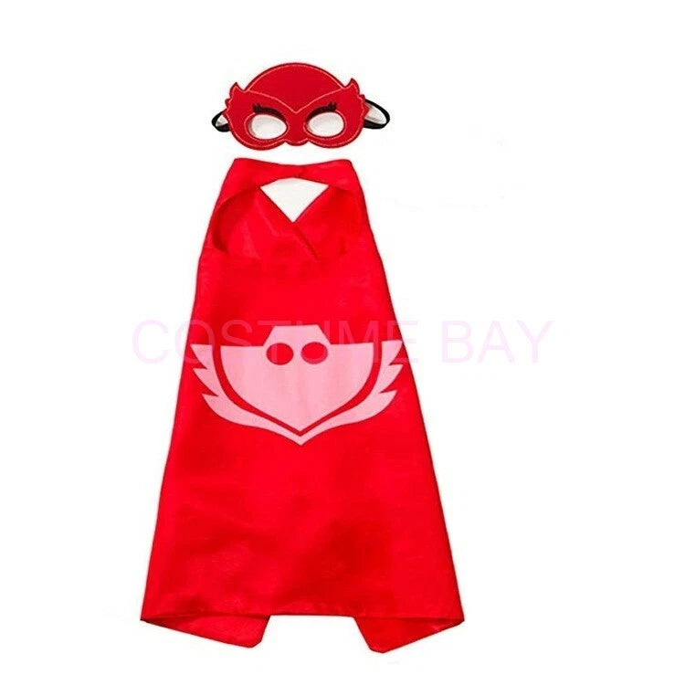 Kids PJ Superhero Cape & Mask Set Boy Girl Superman Spiderman Halloween Costume