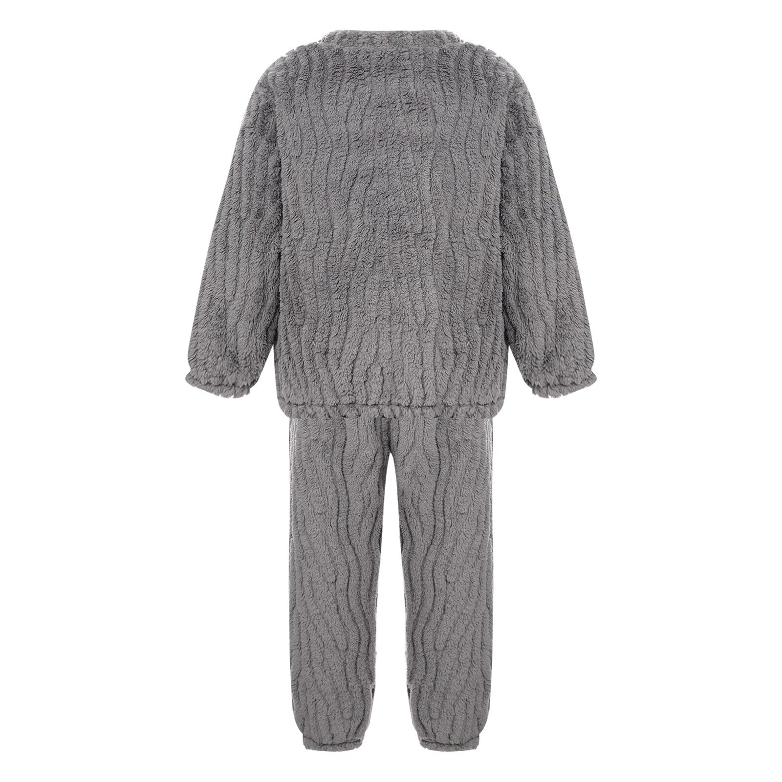 Kids Pajamas Set Flannel Sleepwear Bear Tops Pullover with Plush Pants Trousers