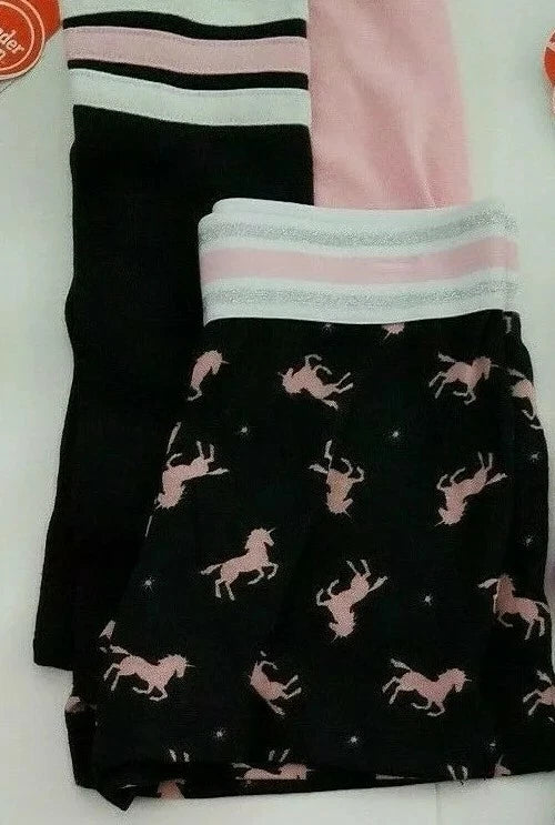 Girls Wonder Nation Brand 2 Piece LS Top Short Pajama Pink & Black Size 4-5 XS
