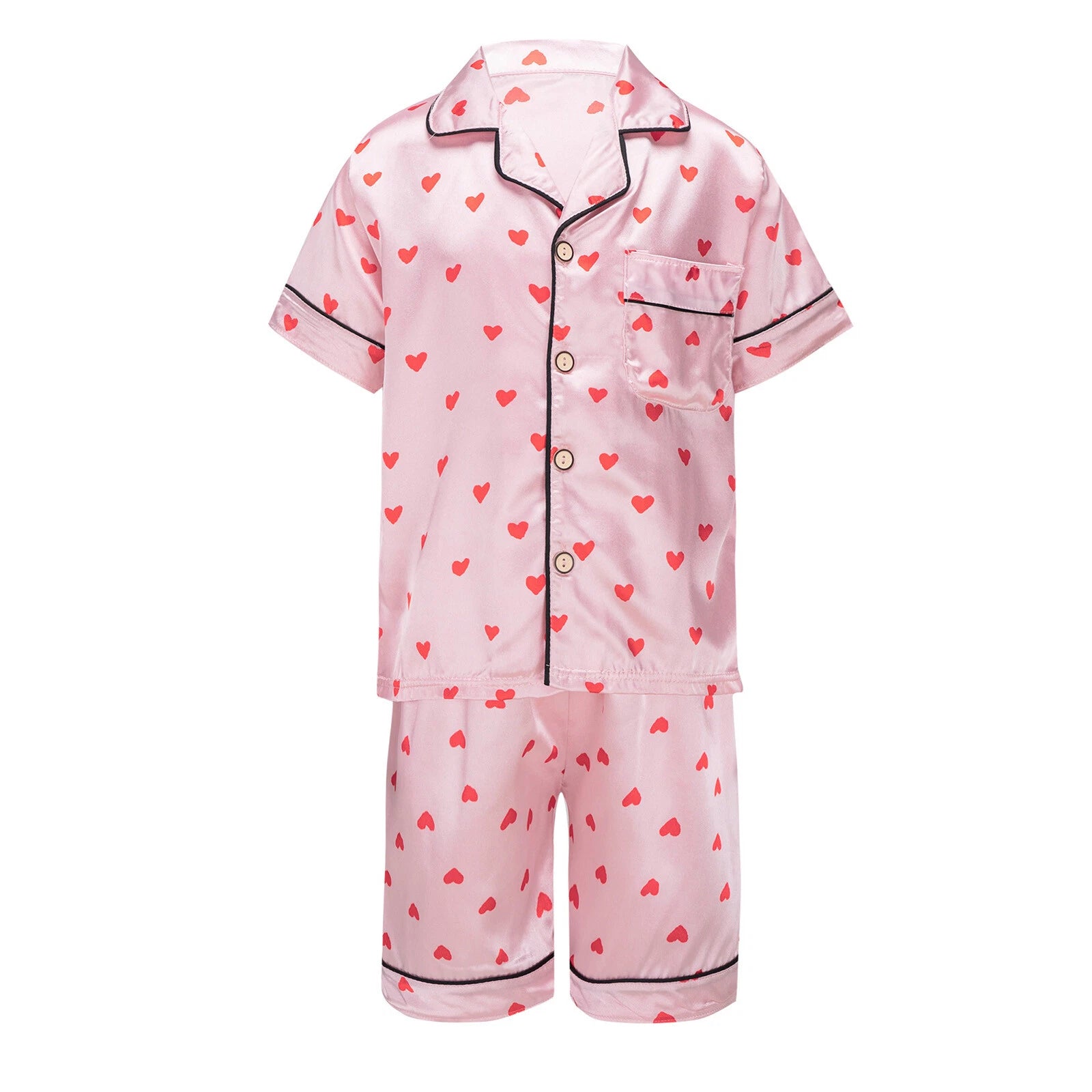 Boys Girls Pajamas Set Sleepwear Button Closure Top Shorts Nightwear Loungewear