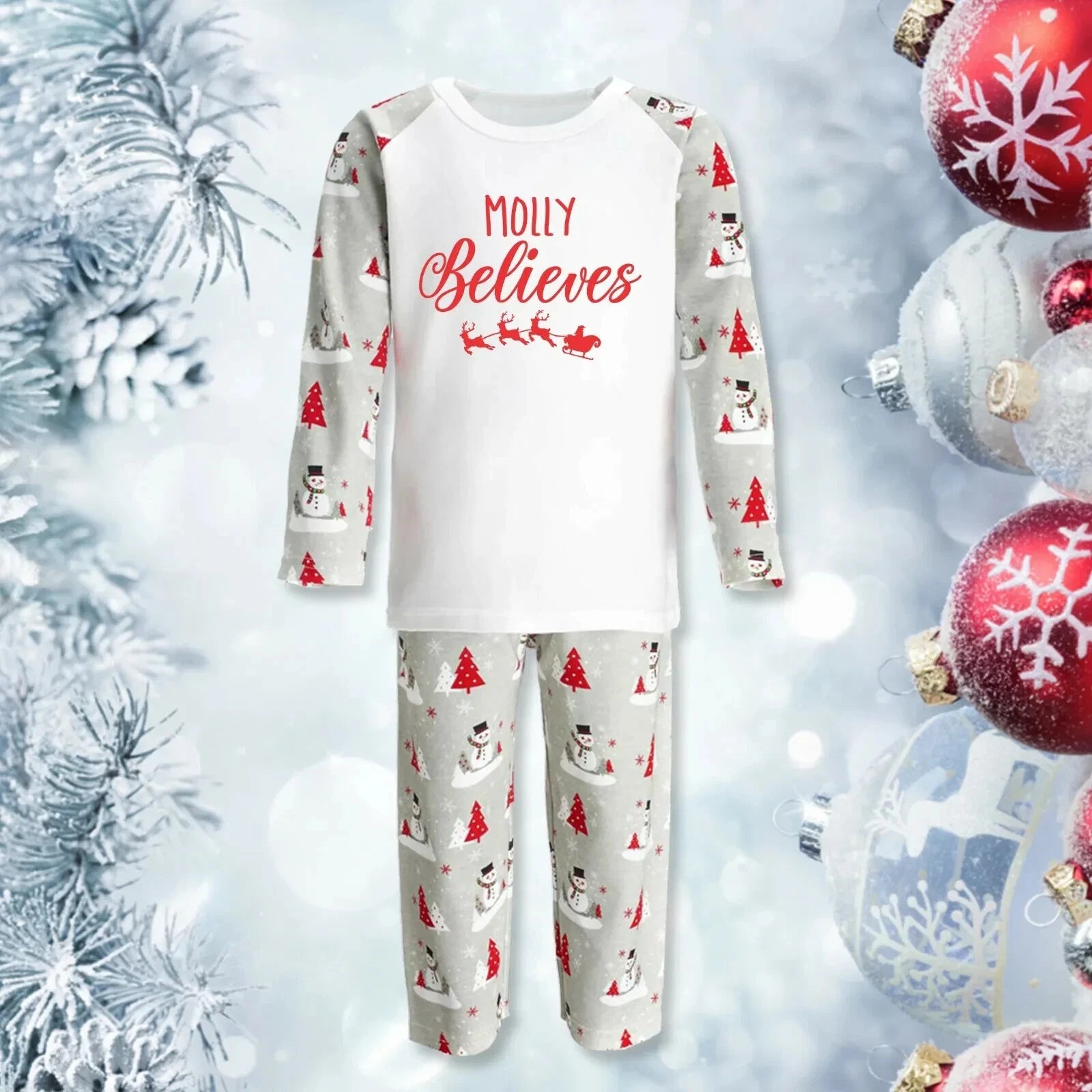 Personalised Christmas Pyjamas PJs Set  Eve Xmas Kids Children's