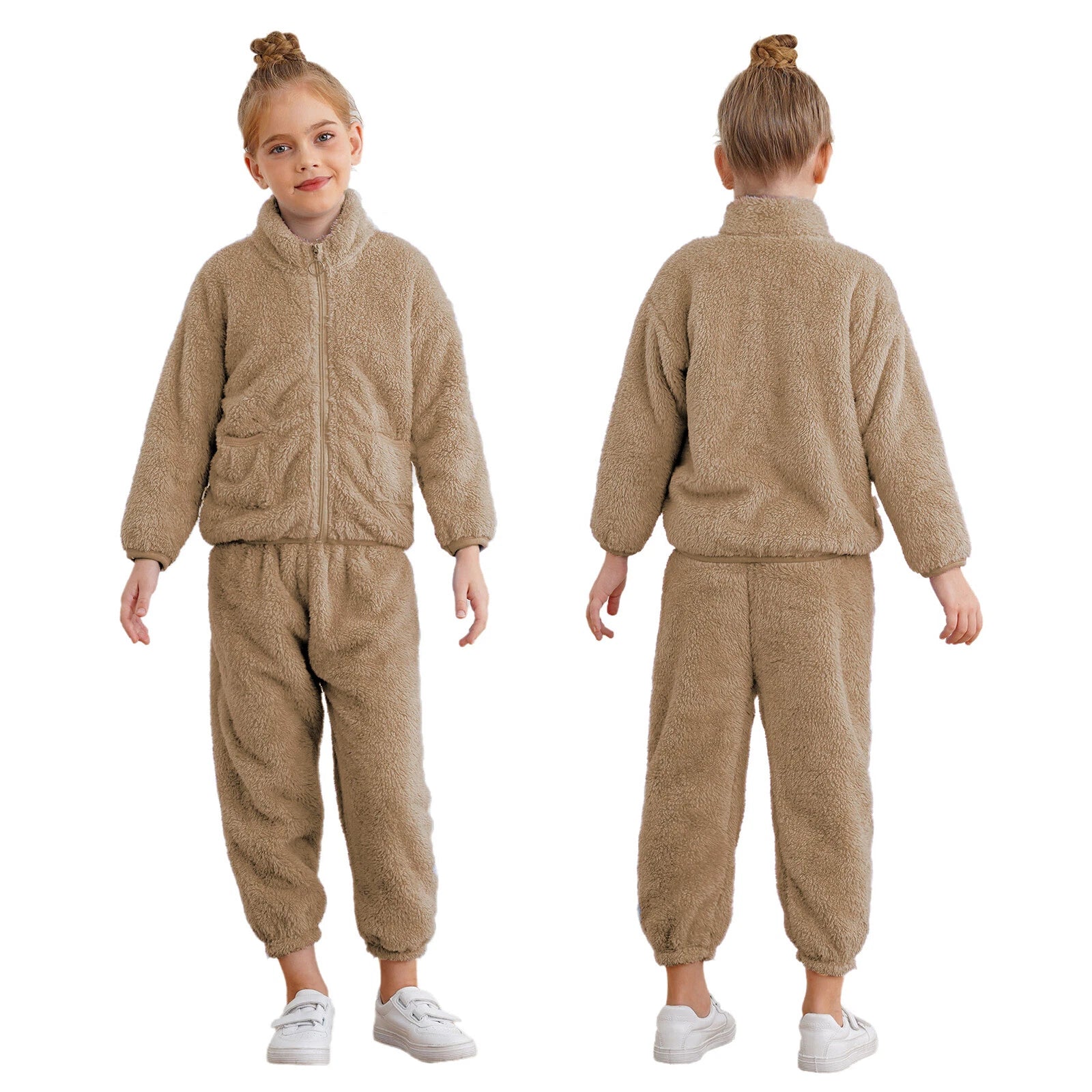 Kids Boys Girls Pajama Set Warm Homewear Flannel Outfits Pants Loungewear Tops