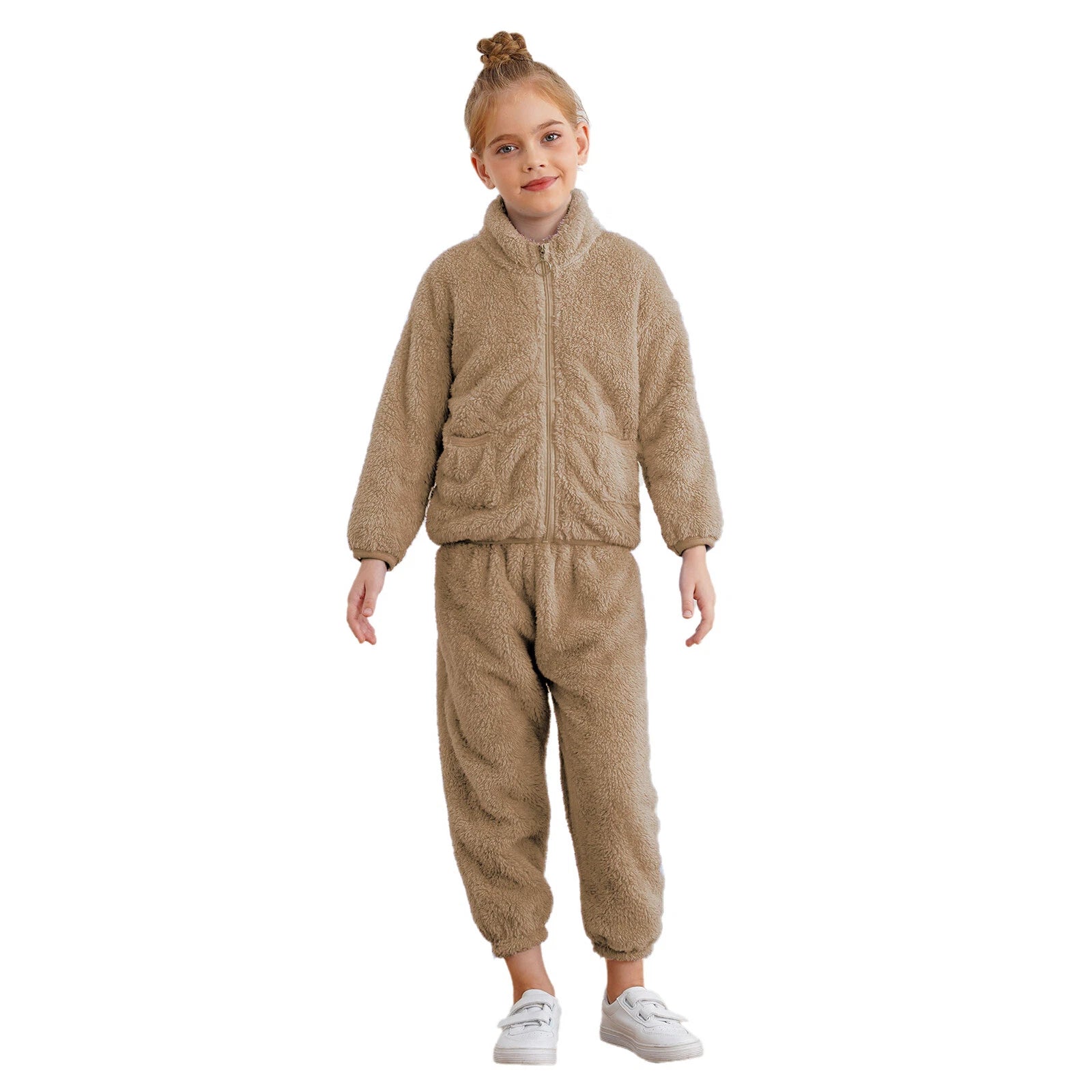 Kids Boys Girls Pajama Set Warm Homewear Flannel Outfits Pants Loungewear Tops