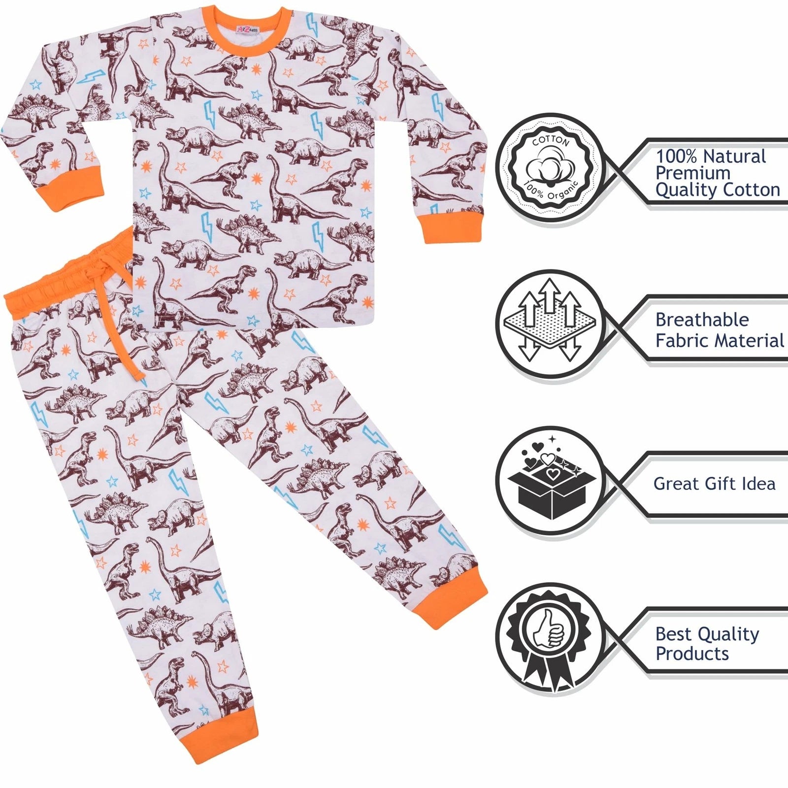 Kids Girls Boys Dinosaur Pyjamas Children PJs 2 Piece Dino Set Lounge Suit