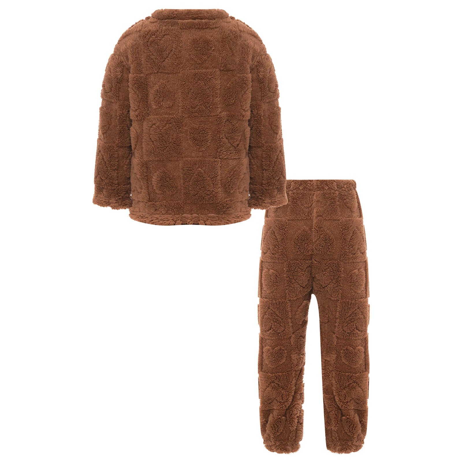 Kids Boys Girls Flannel Suit Unisex Children Pajamas Set Cute Tops With Pants