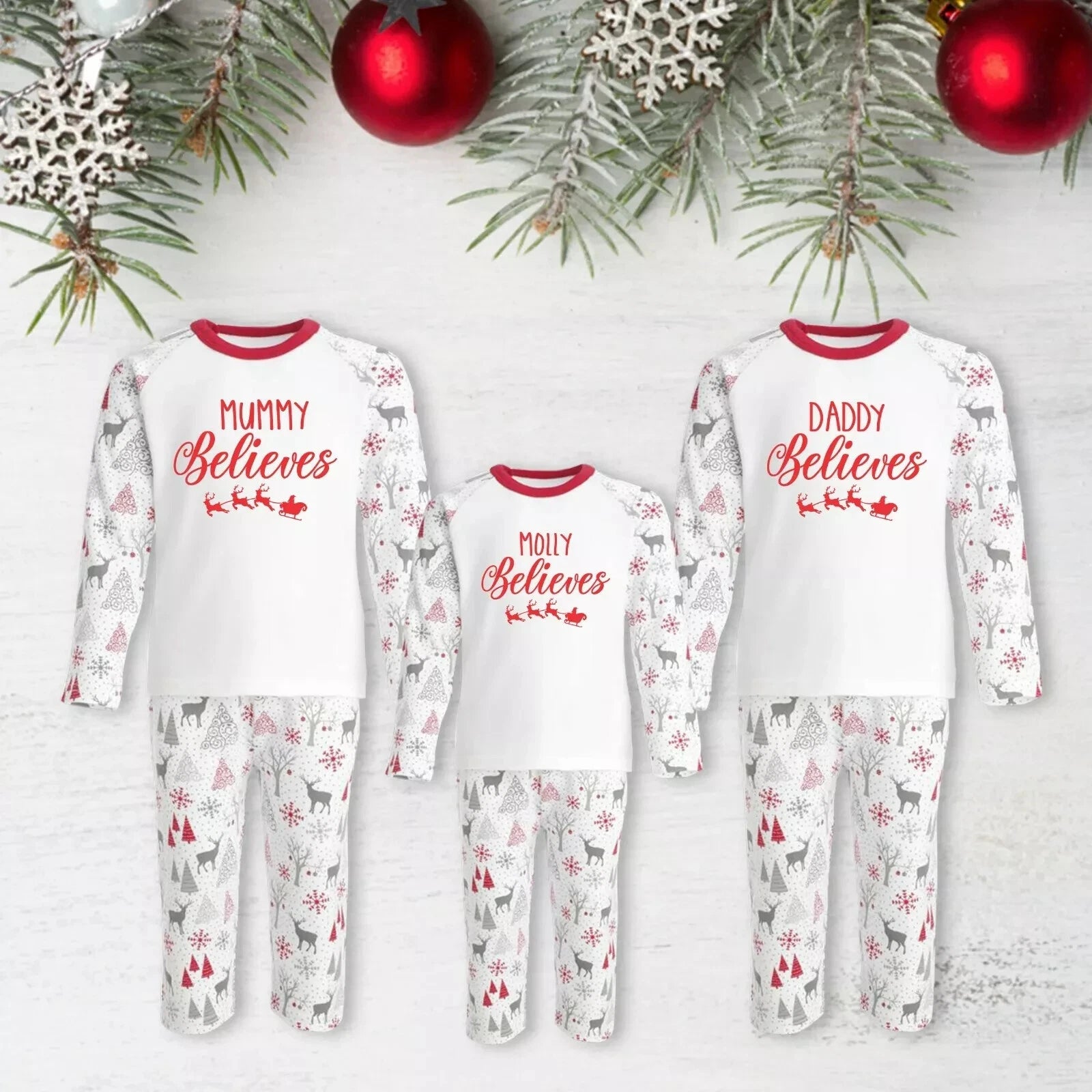 Personalised Christmas Pyjamas PJs Set  Eve Xmas Kids Children's