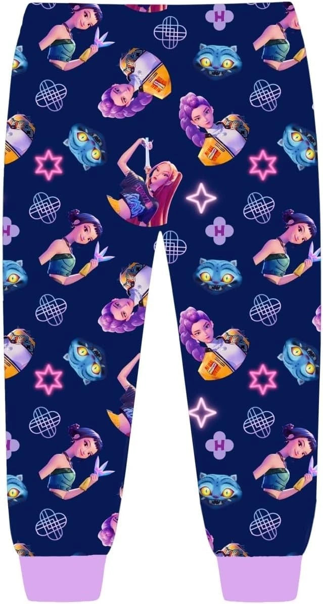 Kids Girls KPop Demon Hunters Cartoon Graphics Printed Pajamas Set Sleepwear