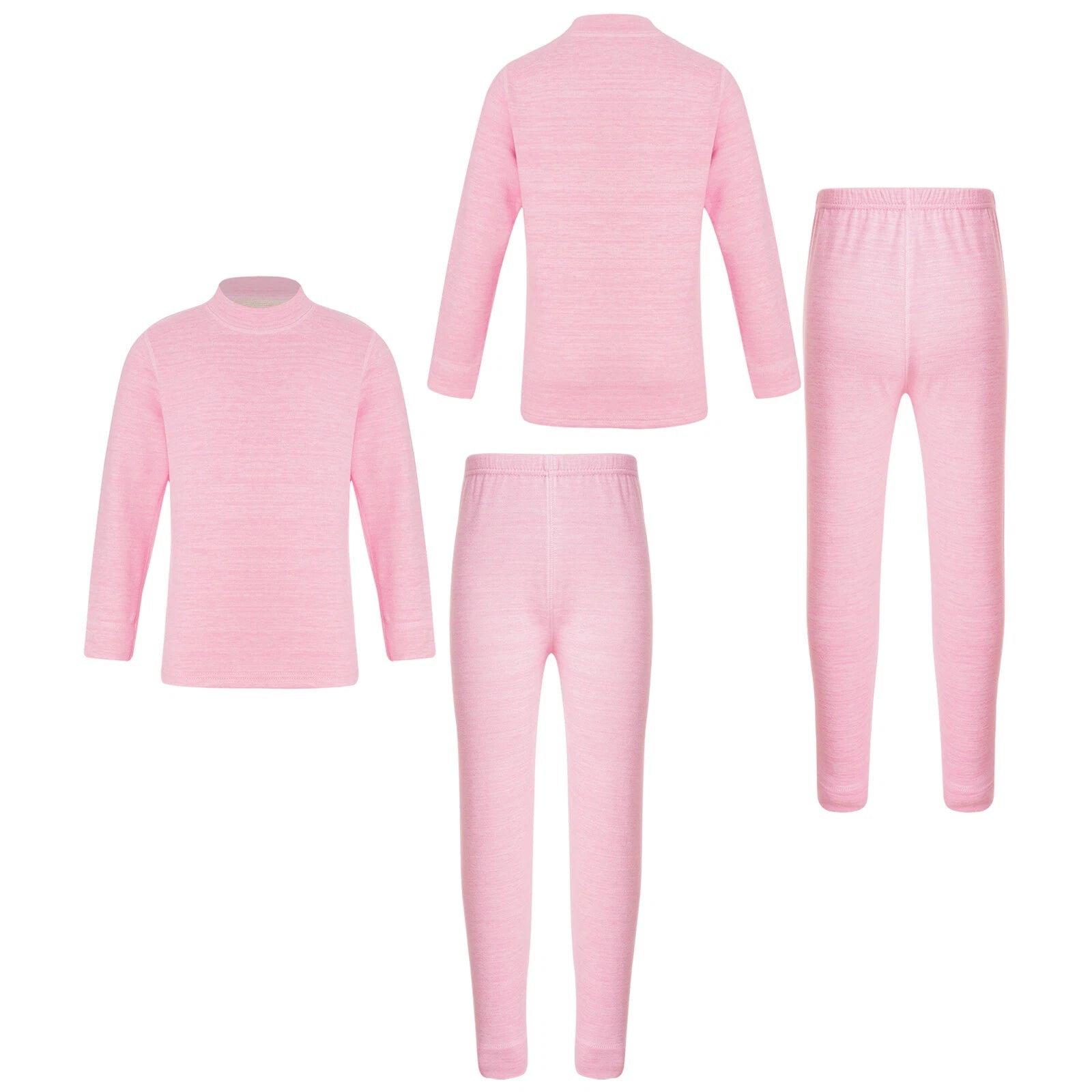 Girls Boys Pajamas Unisex Base Layer Suit Mock Neck Thermal Underwear Set Warm