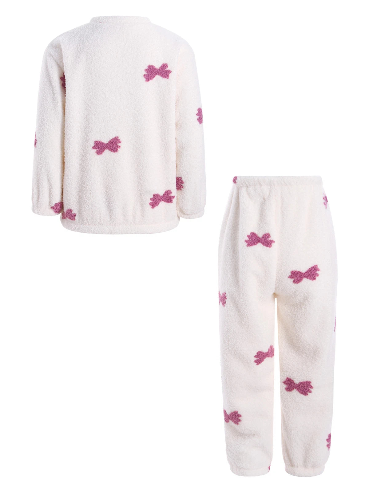 Kids Pyjamas Fleece Nightwear Elastic Waist Pyjama Set Warm 2 Piece-