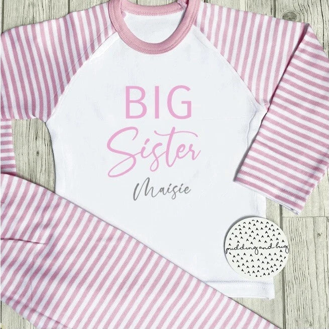personalised matching sibling pyjamas big little sister brother PJs