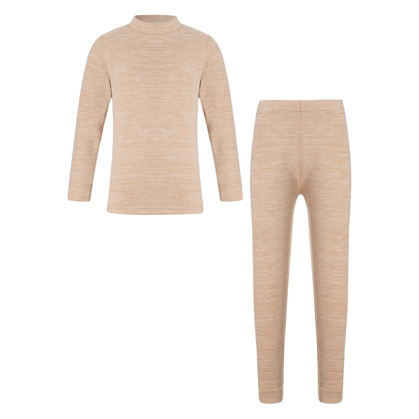 Girls Boys Pajamas Unisex Base Layer Suit Mock Neck Thermal Underwear Set Warm